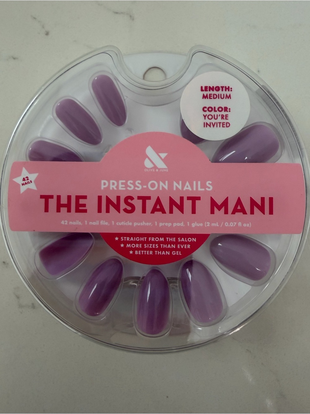Olive and June - The Instant Mani Press-On Nails in Lavender "You're Invited"